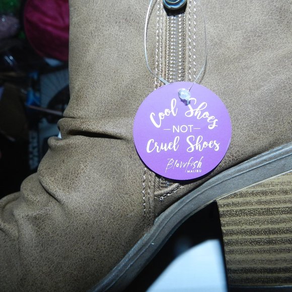 Blowfish Liva Bootie  Brown Ruched Vegan Leather Ankle Booties Shoes NWT - Picture 9 of 16